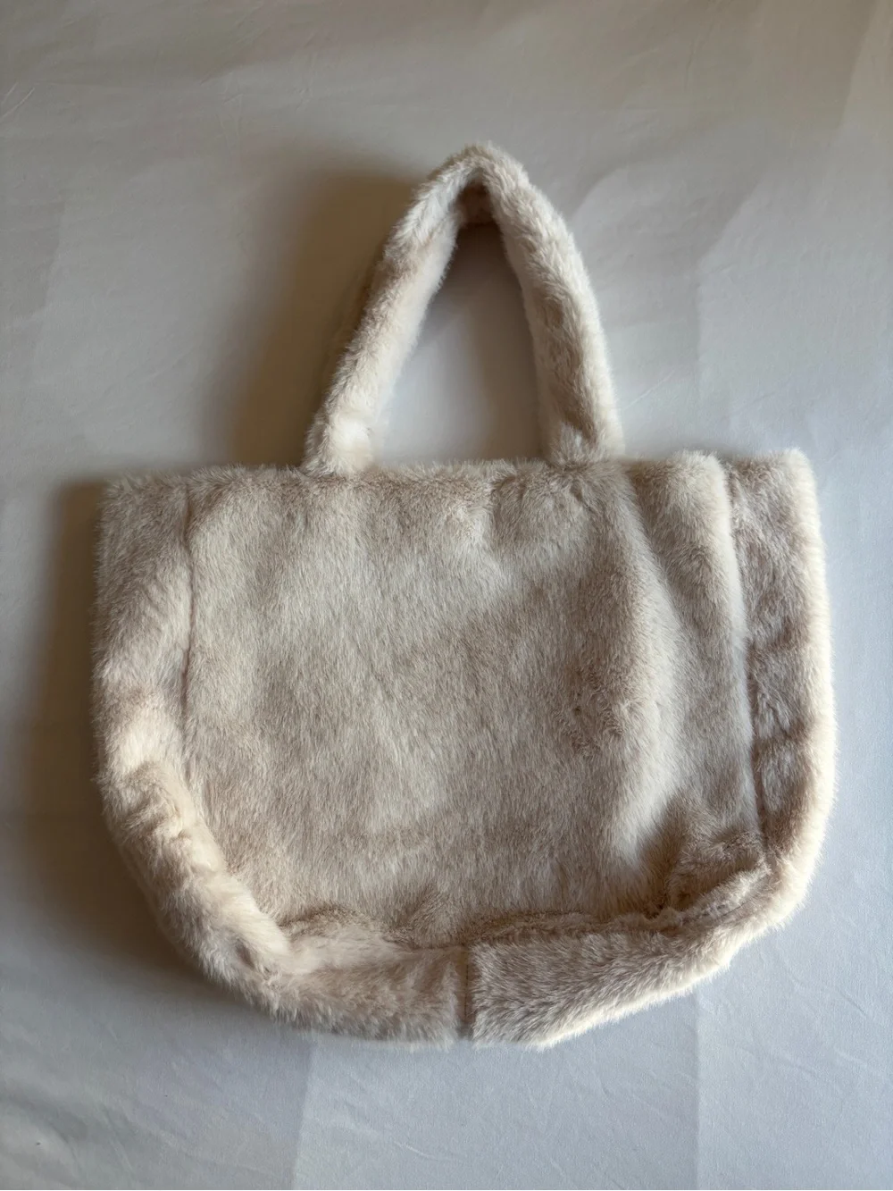 NWT Victoria’s Secret Cream Faux Fur Large Tote Bag Cozy Winter Statement